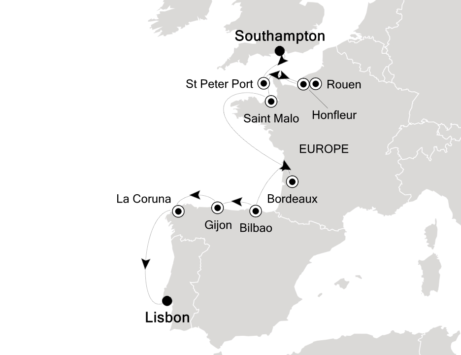 Northern Europe & British Isles Cruise Itinerary Map